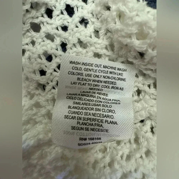 Love Knits Nyc NWT Cropped Knitted Tank Top tie up White/Blue Size XL - Picture 8 of 8